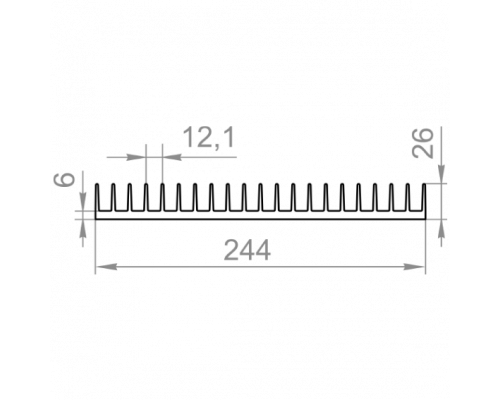Aluminum radiator profile 244x26 without coating - Фото №1