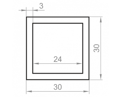 Труба алюмінієва квадратна 30х30x3 без покриття - Фото №1