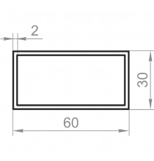 Алюмінієва труба прямокутна 60х30x2 анодована - Фото №1