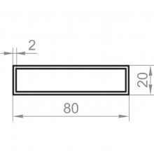 Алюмінієва труба прямокутна 80х20x2 без покриття - Фото №1