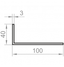 Кутник алюмінієвий різносторонній 100x40x3 без покриття - Фото №1