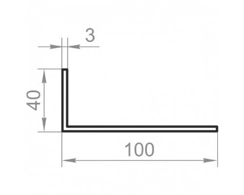 Кутник алюмінієвий різносторонній 100x40x3 без покриття - Фото №1