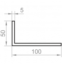 Кутник алюмінієвий різносторонній 100x50x5 без покриття - Фото №1