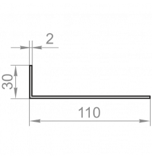 Кутник алюмінієвий різносторонній 110x30x2 без покриття - Фото №1