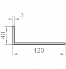 Кутник алюмінієвий різносторонній 120x40x3 без покриття - Фото №1