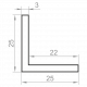 Кутник алюмінієвий рівносторонній 25х25x3 без покриття