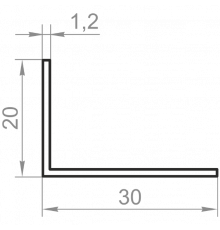 Кутник алюмінієвий різносторонній 30x20x1,2 без покриття - Фото №1
