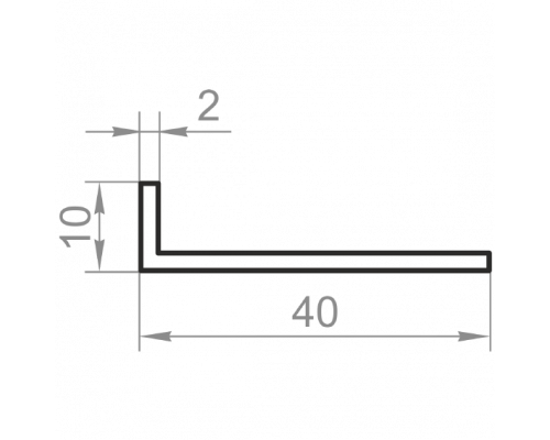 Уголок алюминиевый разносторонний 40x10x2 анодированный - Фото №1