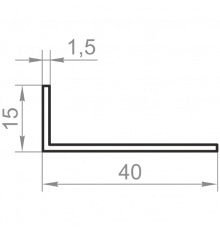 Кутник алюмінієвий різносторонній 40x15x1,5 без покриття - Фото №1