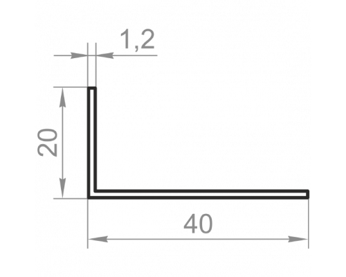 Corner aluminum versatile 40x20x1.2 anodized - Фото №1