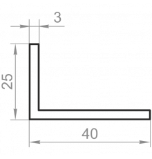 Кутник алюмінієвий різносторонній 40x25x3 без покриття - Фото №1