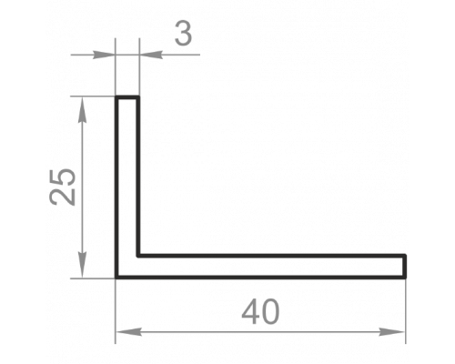 Кутник алюмінієвий різносторонній 40x25x3 анодований - Фото №1