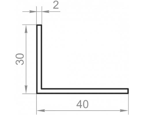 Уголок алюминиевый разносторонний 40x30x2 анодированный - Фото №1