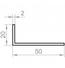 Кутник алюмінієвий різносторонній 50x20x2 анодований - Фото №1