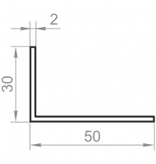 Кутник алюмінієвий різносторонній 50x30x2 анодований - Фото №1