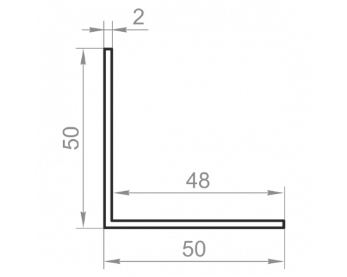 Кутник алюмінієвий рівносторонній 50х50x2 без покриття - Фото №1