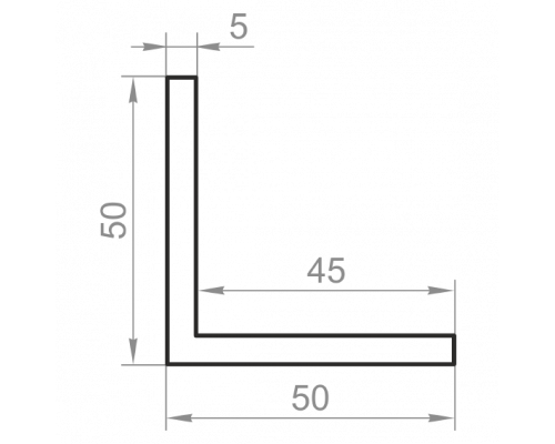 Кутник алюмінієвий рівносторонній 50х50x5 без покриття - Фото №1
