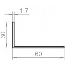 Кутник алюмінієвий різносторонній 60x30x1,7 без покриття - Фото №1