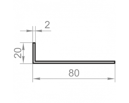 Corner aluminum versatile 80x20x2 without coating - Фото №1
